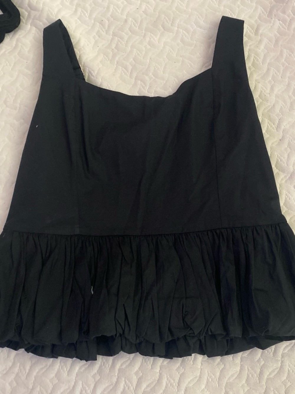 Abercrombie & Fitch Black Ruffle-Hem Square Neck Tank